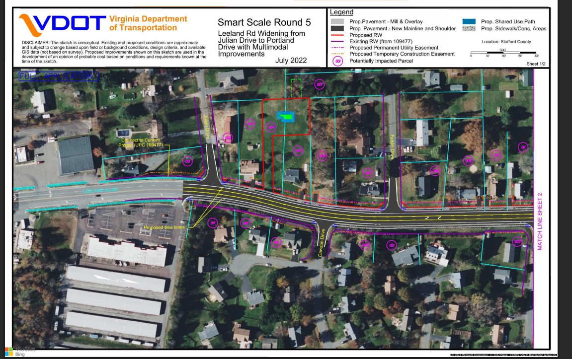 VDOT Leeland Road conceptual map sheet 1